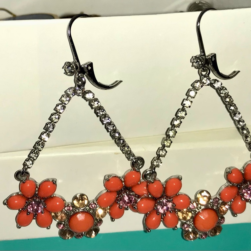 Floral Earring Lever back Drop 3 inches